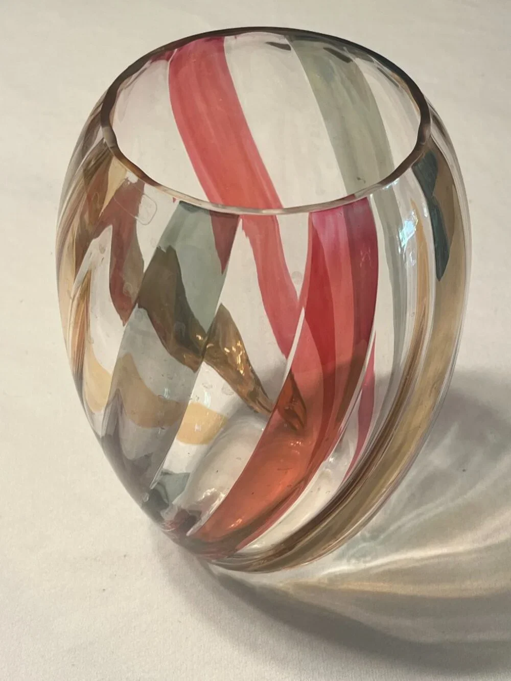 Vintage Crate & Barrel Colorful Swirl Vase